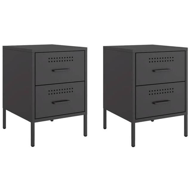 Berkfield Home Bedside Cabinets 2 pcs Black 36x39x50.5 cm Steel - image 1