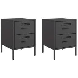 Berkfield Home Bedside Cabinets 2 pcs Black 36x39x50.5 cm Steel - thumbnail 1