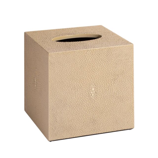 Posh Trading Company Chelsea Square Tissue Box - Faux Shagreen Natural in Beige - image 1