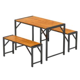 Costway 3-Pieces Patio Dining Set for 4 People Outdoor Picnic Table & 2 Benches in Natural - thumbnail 3