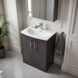 Balterley Winshill Contemporary 2 Door Floor Standing Vanity Basin Unit, 600mm in Grey - thumbnail 3