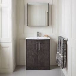 Balterley Winshill Contemporary 2 Door Floor Standing Vanity Basin Unit, 600mm in Grey - thumbnail 6