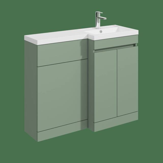 Balterley 1000mm Floor Standing Unit & Right Hand Polymarble Basin - Green - image 1