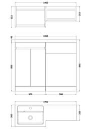 Balterley 1000mm Floor Standing Unit & Right Hand Polymarble Basin - Green - thumbnail 2