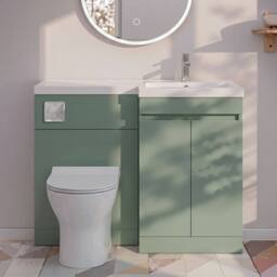 Balterley 1000mm Floor Standing Unit & Right Hand Polymarble Basin - Green - thumbnail 3