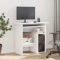Berkfield Home Desk White 80x45x74 cm Engineered Wood - Size: 80 x 45 x 74 cm - thumbnail 3