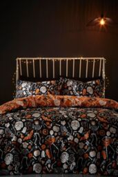 Bedlam 'Halloween Day of the Dead' Childrens Bedroom Duvet Cover Set in Black - Size: Double - thumbnail 1