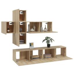 Berkfield Home 7 Piece TV Cabinet Set Sonoma Oak Engineered Wood in Brown - thumbnail 4