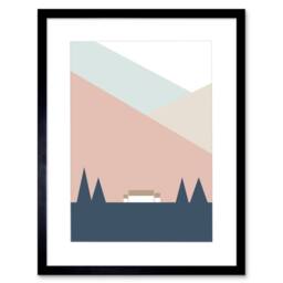 "Wee Blue Coo Pastel Geometric Shapes Scotland Scottish Highland Home Framed Art - Size: W12"" x H16""" - thumbnail 1