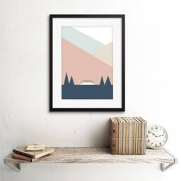"Wee Blue Coo Pastel Geometric Shapes Scotland Scottish Highland Home Framed Art - Size: W12"" x H16""" - thumbnail 2