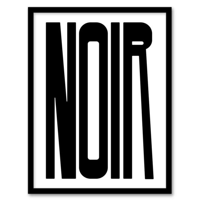Artery8 Noir Word Modern Bold Graphic Minimalism Framed Wall Art Print in White - Size: A4 - image 1