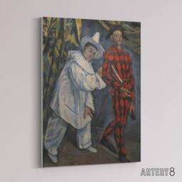 "Artery8 Mardi Gras Pierrot Clown & Harlequin Cezanne Canvas Wall Art Print - Size: W12"" x H16""" - thumbnail 2