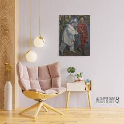 "Artery8 Mardi Gras Pierrot Clown & Harlequin Cezanne Canvas Wall Art Print - Size: W12"" x H16""" - thumbnail 3