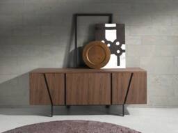 Angel Cerda Walnut Veneer Sideboard with Black Epoxy Steel Legs in Brown - thumbnail 3