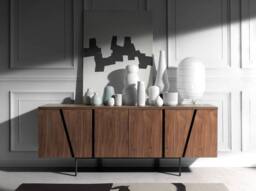 Angel Cerda Walnut Veneer Sideboard with Black Epoxy Steel Legs in Brown - thumbnail 6