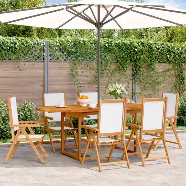 Berkfield Home 7 Piece Garden Dining Set Cream White Fabric & Solid Wood - image 1