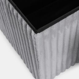OHS Storage Box Lid Ottoman Folding Ribbed Fleece Footstool Tub in Light Grey - thumbnail 5