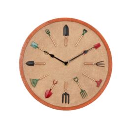mysmartbuy 12in Garden Tool Wall Clock - 30 cm Decorative Clock with Outdoor Weather Resistance in Natural - thumbnail 2