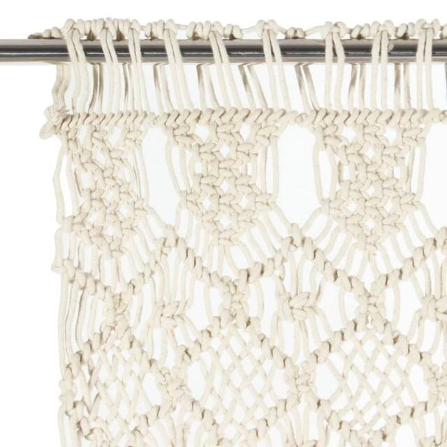 Berkfield Home Macrame Curtain 140x240 cm Cotton in Cream - image 1