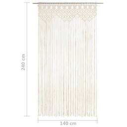 Berkfield Home Macrame Curtain 140x240 cm Cotton in Cream - thumbnail 5