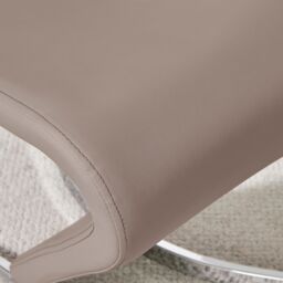 FurnitureboxUK Set of 2 Willow Contemporary Z Shaped Faux Leather Dining Chairs With Silver Chrome Metal Legs in Beige - thumbnail 7