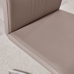 FurnitureboxUK Set of 2 Willow Contemporary Z Shaped Faux Leather Dining Chairs With Silver Chrome Metal Legs in Beige - thumbnail 4