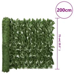 Berkfield Home Balcony Screen with Dark Green Leaves 200x75 cm - thumbnail 6