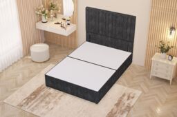 "Somnior Eleanor Tweed Divan Bed Set with Pillowtop Mattress & 54"" Headboard in Charcoal - Size: Small Single" - thumbnail 5