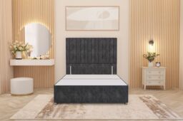 "Somnior Eleanor Tweed Divan Bed Set with Pillowtop Mattress & 54"" Headboard in Charcoal - Size: Small Single" - thumbnail 3