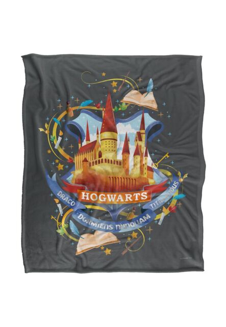 Harry Potter Watercolor Hogwarts Crest Officially Licensed Silky Touch Super Soft Throw Blanket 152x127 cm in White - image 1