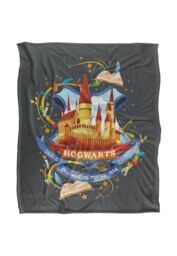 Harry Potter Watercolor Hogwarts Crest Officially Licensed Silky Touch Super Soft Throw Blanket 152x127 cm in White - thumbnail 1