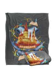 Harry Potter Watercolor Hogwarts Crest Officially Licensed Silky Touch Super Soft Throw Blanket 152x127 cm in White - thumbnail 2