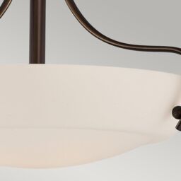 Netlighting Chantilly 3 Light Semi Flush Ceiling Light Palladian Bronze E27 in Brown - thumbnail 3