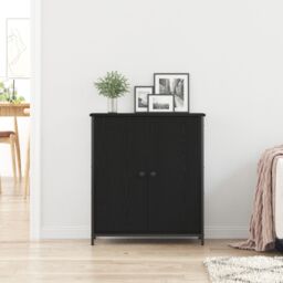 Berkfield Home Sideboard Black Oak 70x30x80 cm Engineered Wood & Steel - Size: 70 x 30 x 80 cm - thumbnail 4
