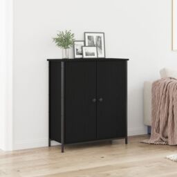 Berkfield Home Sideboard Black Oak 70x30x80 cm Engineered Wood & Steel - Size: 70 x 30 x 80 cm - thumbnail 1