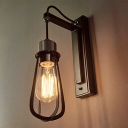 Loops 2 PACK Matt Black Industrial Wall Light - Black Chrome Knurled Lamp Holder - thumbnail 5