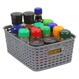 KORVIXA Grey Handy Storage Basket Plastic Crate - Size: 900mm - thumbnail 4