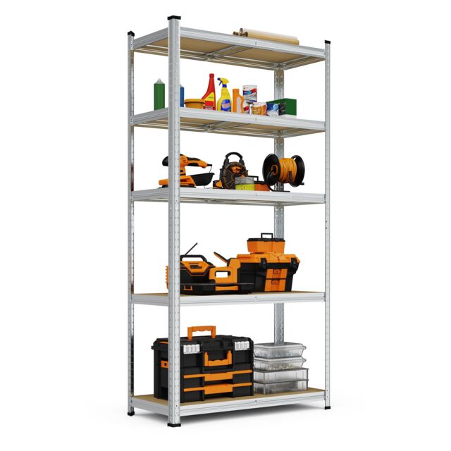 VonHaus 5 Tier Garage Shelving Units in Silver - image 1