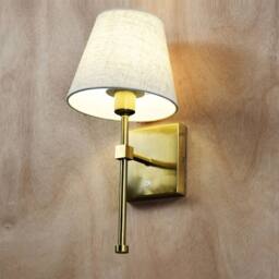 First Choice Lighting Set of 2 Horrace - Brass Rechargeable Wall Lights with Linen Shades in Gold - thumbnail 5