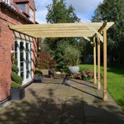 Rutland County Garden Furniture Ltd Wall Mounted Premium Pergola, Wood, L240 x W480 x H270 cm, Light Green - thumbnail 8