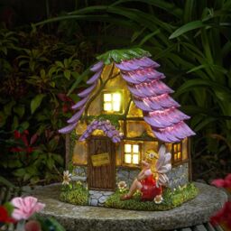 mysmartbuy Solar Powered Flower Lodge Fairy House LED Light Up Garden Ornament - thumbnail 1