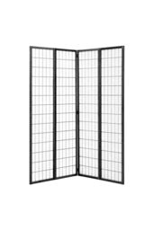 Living and Home 4-Panel Black Solid Wood Folding Room Divider Screen - thumbnail 4