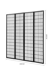 Living and Home 4-Panel Black Solid Wood Folding Room Divider Screen - thumbnail 6