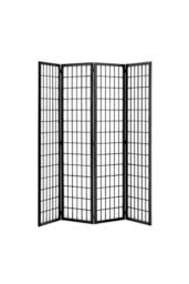 Living and Home 4-Panel Black Solid Wood Folding Room Divider Screen - thumbnail 3