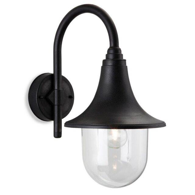 Netlighting Astra 1 Light Lantern Wall Light Black Resin IP44 E27