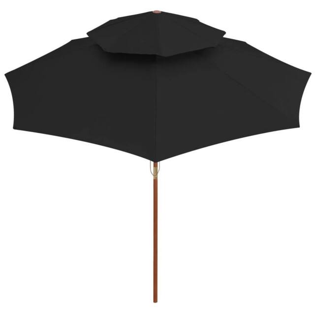 Berkfield Home Elegant Double Decker Parasol with Wooden Pole Black 270 cm - image 1