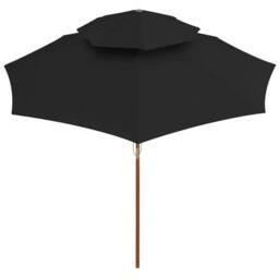 Berkfield Home Elegant Double Decker Parasol with Wooden Pole Black 270 cm