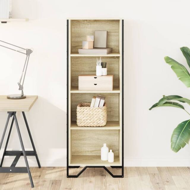 Berkfield Home Modern Bookcase Sonoma Oak 50x31x137.5 cm Engineered Wood in Light Tan - image 1
