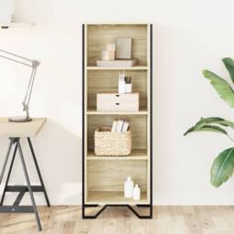 Berkfield Home Modern Bookcase Sonoma Oak 50x31x137.5 cm Engineered Wood in Light Tan - thumbnail 1