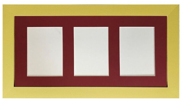 Frames & Mirrors 4U Metro Gold Frame with Red Mount for 3 Image Sizes 7 x 5 Inch - image 1